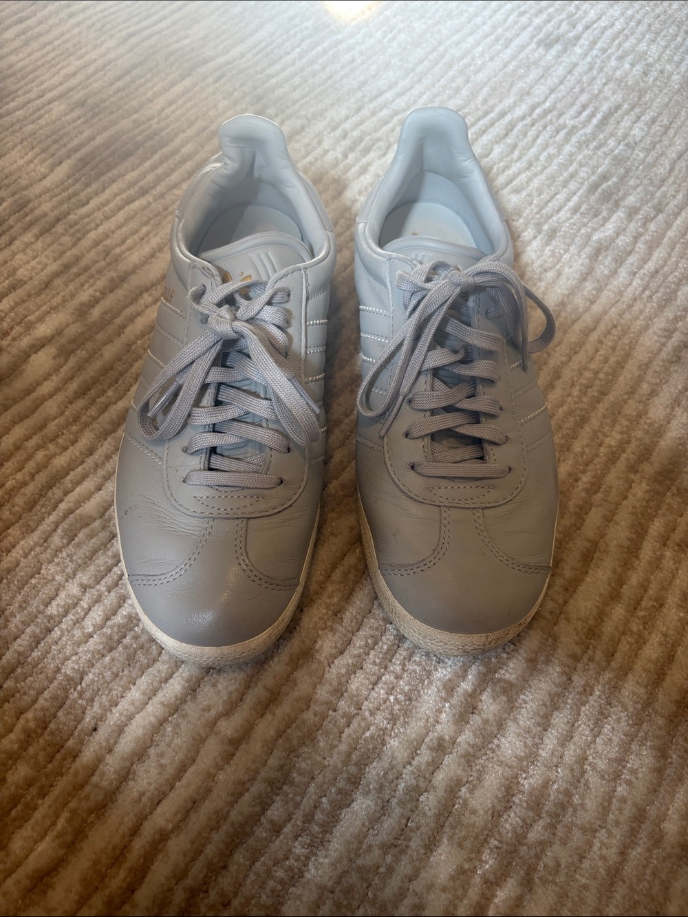 adidas Women’s Light Gray Leather Sneakers - Low Top Lace-Up